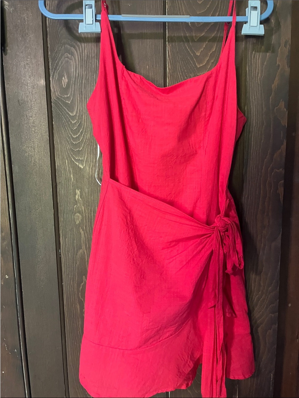 Princess Polly Red Spaghetti-Strap Wrap Mini Dress